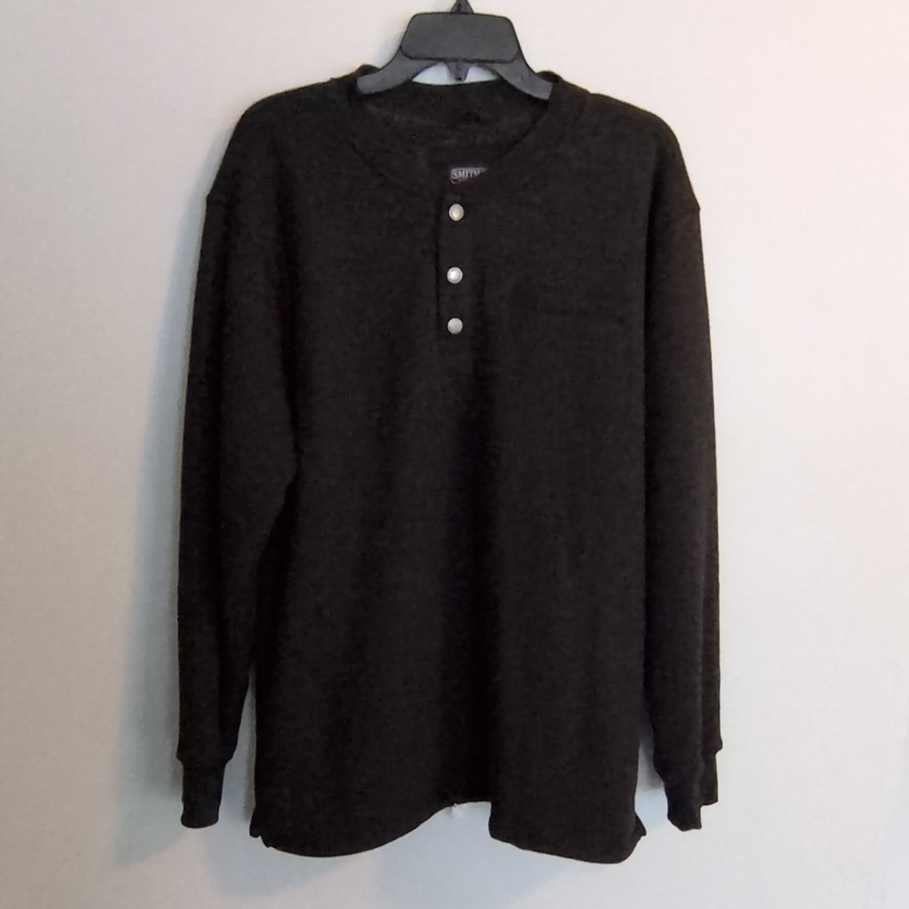 Smith's Workwear Sherpa Lined Henley Button-Up Shirt Black‎ XL